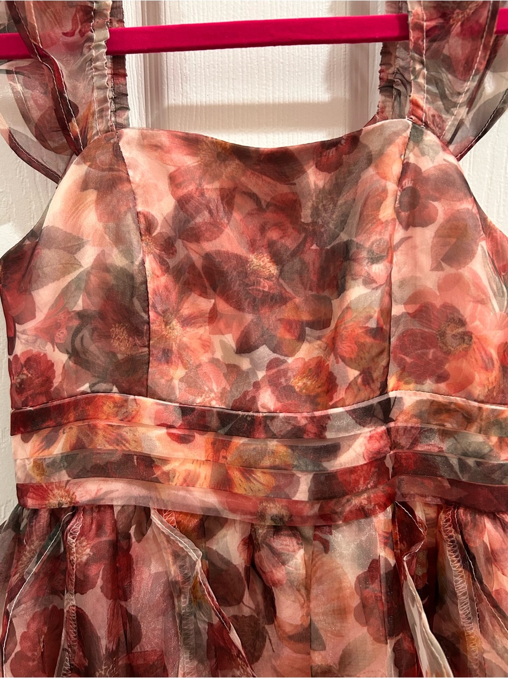 GB girls Rose-Brown Floral Ruffle Tiered Dress - Picture 4 of 10